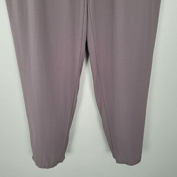 Eileen Fisher Size M Silk Georgette Crepe Pants Pull On Straight Leg Purple - Picture 4 of 12